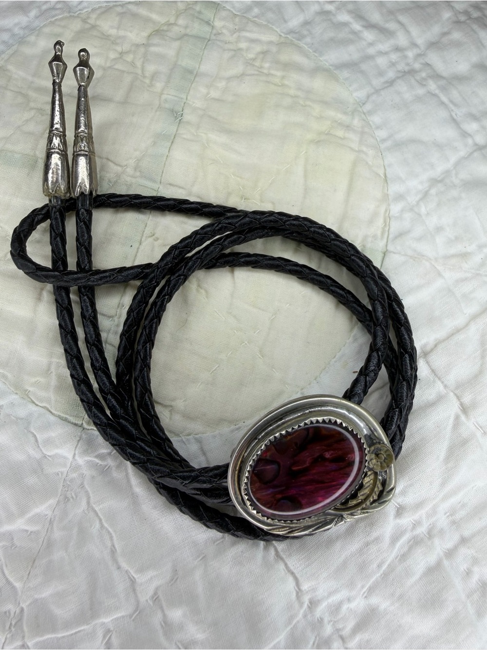 VTG Dragons Breath Silver Pendant Bolo Tie Necklace Adjustable Country Western - Picture 13 of 13